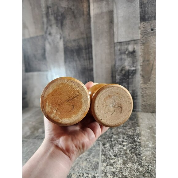 Vintage Salty & Peppy Retro Kitchen Salt Pepper Shakers Chef Large Wooden - Picture 6 of 8